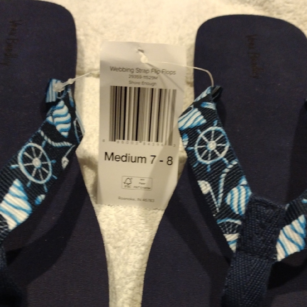 Vera Bradley, Flip Flops with Webbing Strap With Nautical design. - Picture 4 of 4